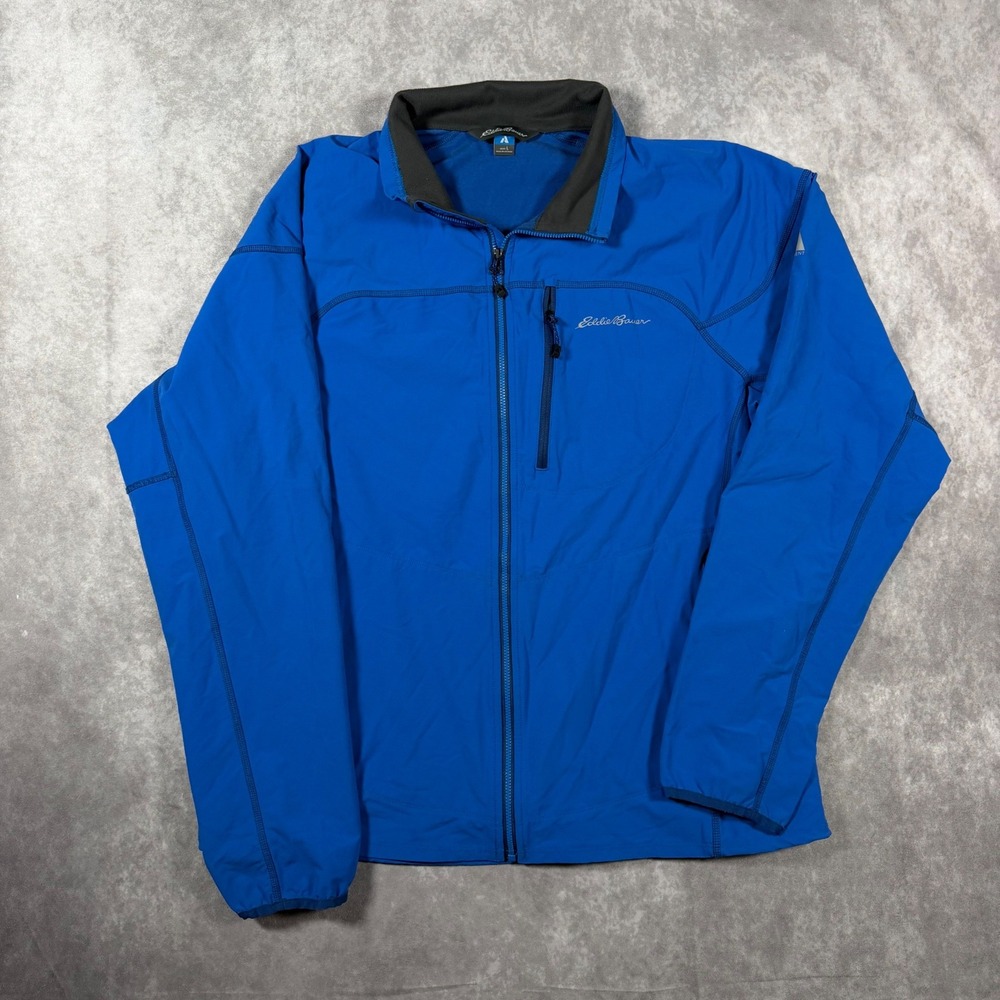 Eddie Bauer First Ascent Mens Blue Softshell Full Zip Jacket Large Hiking Coat